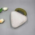 Quilted cream vanity bag with green handles and spacious triangular design for travel - Small / Gray