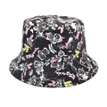 Vue détaillée du bob noir avec imprimé gothique de roses et papillons en toile robuste - Rose Gothique Rose(6#)
