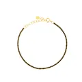 Elegant gold S925 sterling silver chain bracelet with micro-set black zircons for women - 925 Silver / 18k Gold [Black]
