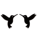 Minimalist black hummingbird stud earrings for women featuring a sleek bird wing design - Hummingbird Shape (384) / Black