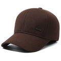 Dicke warme dunkelbraune Winter-Baseballkappe für Herren mit Ohrenschutz und Metalldetail - Verstellbar / Sport Stickerei Braun
