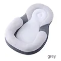 Grey portable newborn lounger with ergonomic anti-flat head support and breathable mesh - 54*35cm / Gray