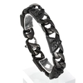 Gothic 316L stainless steel bracelet featuring black skull motifs and chunky cuban chain - Triangle Black Style (KB151753-JX)