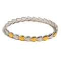 Minimalist 18K gold and silver heart-link bracelet with a secure clasp on white background - Heart Buckle Bangle - Two-tone