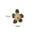 Japanese style shell flower brooch with green iridescent petals and crystal center - Colored Flower Style (XX0079)