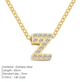 Elegante ketting met letter Z, 14K verguld roestvrij staal met kristallen pavé, 45cm lang - Letter Z - Goud