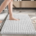 White thick chenille bath mat with absorbent textured surface and non-slip backing - Tufted Chenille-White