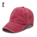 Klassische rote Basecap aus gewaschener Baumwolle mit Retro-Look und 6-Panel-Design - 56-60cm / Rot