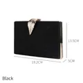Elegant black evening clutch featuring a matte leaf texture and gold metal leaf clasp - Black