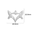 Detailed view of fox head charm pendant with dimensions 22.8mm by 29.9mm - Fox 3