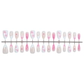 30 piezas de uñas postizas con flores 3D rosa, French white tip y perlas decor - Estilo en Tira (B1-14072)