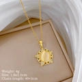Detail shot of a gold sun pendant with cat-eye stone and product dimensions - Star Cat Eye Stone Pendant (H144)
