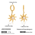 Detailed dimension guide for 18K gold stainless steel sun earrings with moonstone - Gold Sun Gemstone Earrings (JDE0306008)
