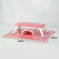 Detailed view of pink leather nail arm rest with UV lamp and 60x40cm waterproof desk mat - Dreamy Pink Desk Mat (Base Only)