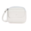 White mini wristlet wallet with lychee texture and convenient front flap pocket - Off-white