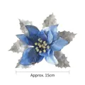 Blauwe kunstmatige kerstbloem met zilveren glitters, decoratie van 15 cm groot - Blauwe Stijl (Ongeveer 15cm)