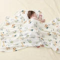 Soft muslin bamboo baby blanket and pillow set with colorful watercolor animal prints - African Savannah