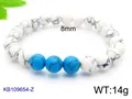 8mm White Turquoise stretch bracelet with light blue beads and matte marble texture - White Marble/Sky Blue (KB109654-Z) / 8mm