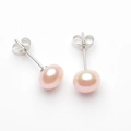 Elegantes pendientes de plata 925 con perlas rosas naturales de agua dulce para mujer - 3-4mm Rosa