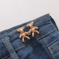 Adjustable rose gold bear waist buckle for jeans with polished metal finish - Screw Back Large / Flowing Gold