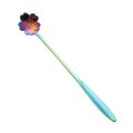Rainbow stainless steel long-handle spoon with flower-shaped tip on a white background - Cherry Blossom Spoon / Iridescent