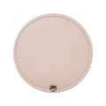 Espejo de bolsillo redondo de cuero PU rosa minimalista con botón a presión plateado - Rosa