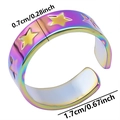 Makroansicht des Regenbogen-Edelstahlrings mit Sternen, 0,7cm Breite und 1,7cm Durchmesser - Regenbogen