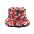 Double-sided cotton bucket hat with colorful abstract oil painting splash print for sun protection - One Size / Multicolor Abstract Splatter (01)