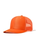 Classic orange curved brim trucker hat featuring breathable mesh back and solid front - Adjustable / Orange + Orange Mesh