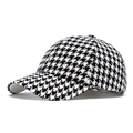 Retro black and white houndstooth baseball cap with a classic curved brim design - Adjustable / Black and White Houndstooth (White 1)