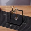 Square black metal napkin holder with golden bunny and crystal ball ornament - Square Sitting Rabbit Style / Black