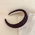 French style purple tweed headband with retro woven texture and subtle sparkles - Purple With Sequins