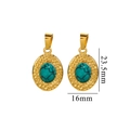 Ovale Edelstahl-Anhänger in Gold mit Türkisstein und Hammerschlag-Optik, 23,5x16mm - Dunkel Türkis