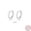 Minimalist 925 sterling silver 9mm hoop earrings with a high-polished finish - 9mm / White Gold
