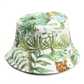 Détail d'un chapeau bob blanc avec motifs de feuilles de palmier et imprimé léopard - Blanc Léopard Jungle (04#)