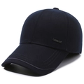 Berretto da baseball in lana blu navy da uomo con fodera termica e logo CASBACK - Regolabile / Blu navy