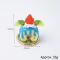 Portachiavi a forma di cupcake in PVC con fragola rossa e glassa blu brillante - Stile marmellata blu con cinturino rosa