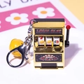 Golden slot machine keychain with working lever and yellow bell charm on white background - Gold + Lobster Buckle + Yellow Bell / 1000 Minimum Order
