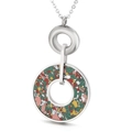 Collar geométrico de acero inoxidable con colgante de cristal de mosaico colorido - Colgante de Doble Anillo de Piedra Triturada de Color Plateado (Solo Colgante)(KP50347-K)