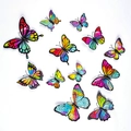 Set of colorful PVC butterfly wall stickers in various sizes and patterns on white background - Butterfly Series (BF7010)