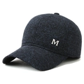 Winter-Baseballkappe aus dunkelblauem Tweed-Stoff mit edlem Metallic-M-Logo-Detail - Verstellbar / Marineblau