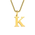 Golden stainless steel necklace featuring a letter K pendant with a classic box chain - Letter K-Gold