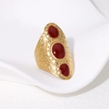 Gold Wide Embossed Red Stone Style (JR436-GR)