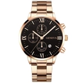 Macro detail of rose gold watch face with black dial and circular date window display - Rose Gold Band Black Dial (5)