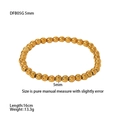 Detail view of 5mm gold stainless steel bead bracelet with 16cm length and weight specs - 5mm / Gold