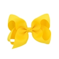 4-inch handmade grosgrain ribbon hair bow clip in bright yellow for kids - Yellow (#7)