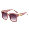 Square oversized sunglasses in lotus pink with gradient lenses and gold M-logo detail - Purple / Gradient Grey
