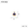 Dimensions détaillées d'un pendentif en pierre bleue naturelle avec monture dorée - Style Lapis-lazuli Goutte d'Eau (FP29138D2)