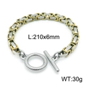 Bracciale a catena in acciaio inossidabile bicolore argento e oro con chiusura a T - Bicolore (Oro e Argento)