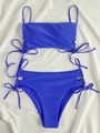Two-piece cobalt blue bikini set with high-waisted side drawstring cutouts - S / Royal Blue